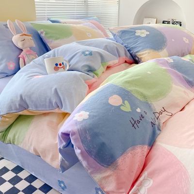 碎花风格纯棉被套四件套全棉床单三件套家用床上用品学生宿舍专用