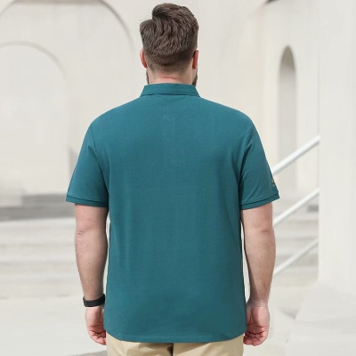 大码男装夏季短袖T恤胖子商务休闲刺绣肥佬宽松棉t恤