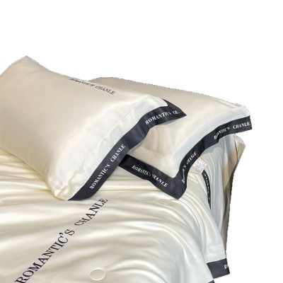 夏季轻奢水洗冰丝刺绣夏被四件套可机洗丝滑空调被床单款床上用品