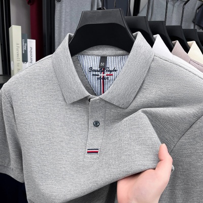 100%纯棉翻领poloT恤跨境休闲男装宽松打底体恤衫上衣男装短袖男t