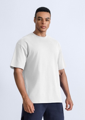 优质重磅全棉oversized男士T恤潮牌纯棉宽松落肩短袖男装T恤