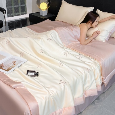 凉感丝夏凉被四件套非真丝天丝礼品夏被三件套宿舍薄夏天空调被子
