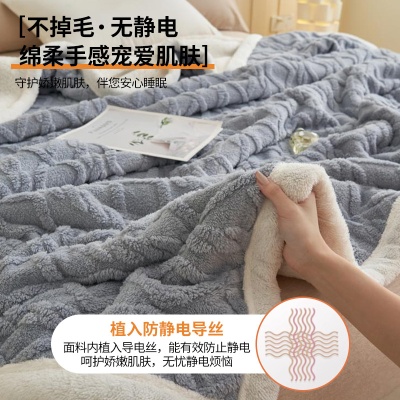 秋冬新款塔芙绒跨境毛毯午睡毯沙发盖毯办公室珊瑚绒秋冬季小毯子