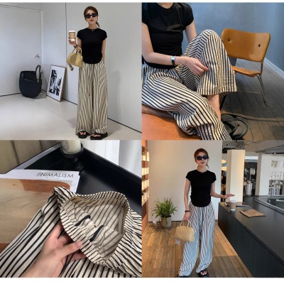 夏季女士慵懒遛弯直筒山本阔腿裤百搭显气质