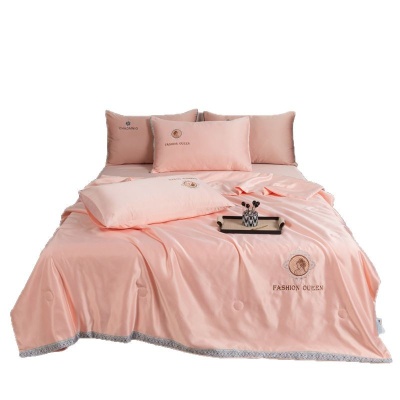 跨境轻奢夏凉被空调被四件套冰丝缎面床单家用水洗可裸睡薄被子