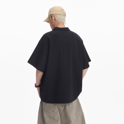 CATTEE男装 美式复古纯色套头POLO衫男 重磅220g潮流宽松短袖T恤