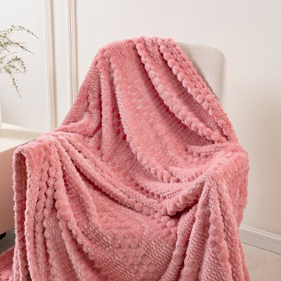 跨境贝贝绒金龟绒法兰绒提花毛毯办公室午睡空调毯子盖毯菠萝格毯