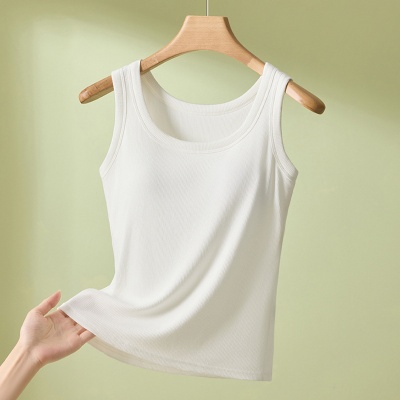 莫代尔带胸垫吊带背心女内搭一体式外穿大码免穿文胸美背打底春夏