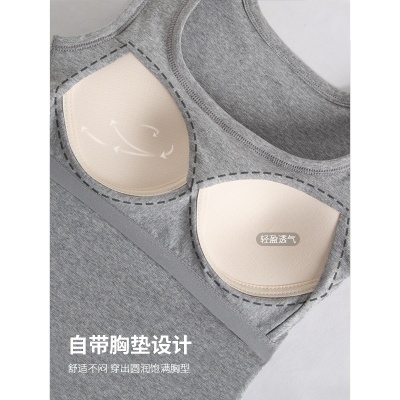 工字吊带背心女夏季2025新款带胸垫美背文胸一体外穿打底无袖上衣