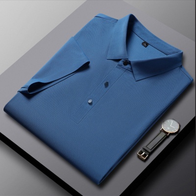 夏季商务休闲男装冰丝无痕polo衫 男士弹力免烫薄款短袖翻领t恤衫