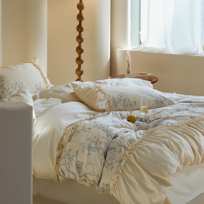 100S高支法式轻奢贡缎长绒棉全棉四件套高档纯棉被套床单床上用品