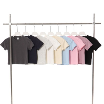 女装2025春夏美式辣妹短袖t恤修身t恤正肩短款上衣女氨纶纱Ｔ恤女