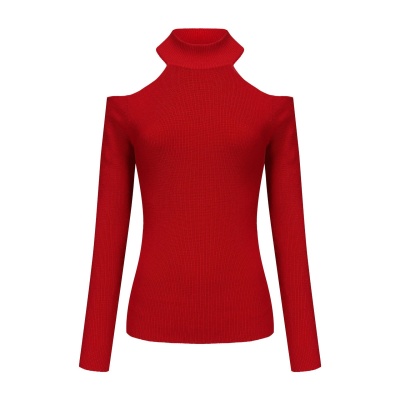 亚马逊外贸跨境高档女装长袖春秋打底露肩针织衫上衣女薄款毛衣