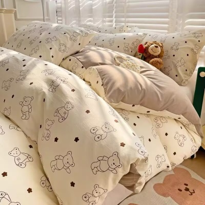 母婴级A类纯棉四件套家用全棉床单被套可水洗宿舍小清新三件套发