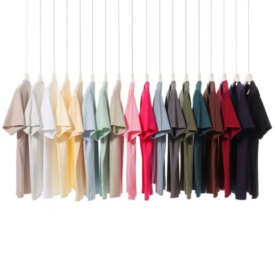 春夏新款230g正肩纯棉纯色短袖T恤男女潮圆领打底空白体恤衫批发