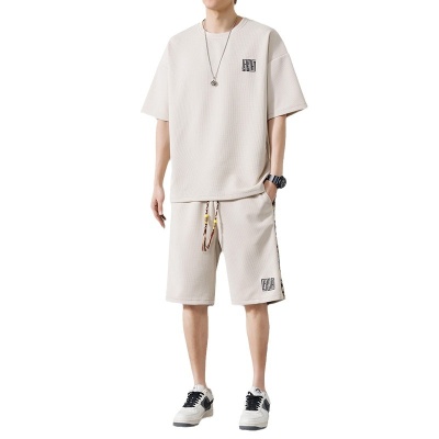 NASA中式运动套装男士夏季冰丝速干短袖T恤轻薄透气大码休闲短裤