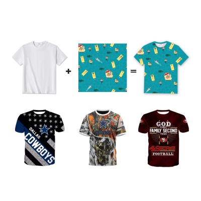 跨境欧美外贸男士POD仿棉圆领短袖3D数码印花 T恤定制全身满版印