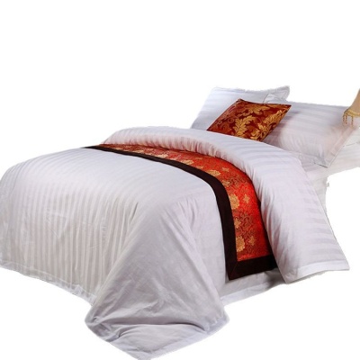 纯棉床品四件套精梳棉三分缎条床单被套枕套家纺民宿酒店布草批发