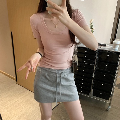 欧货纯欲内搭打底衫短袖T恤女夏季2025年夏季辣妹修身设计感上衣