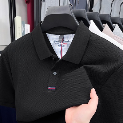 100%纯棉翻领poloT恤跨境休闲男装宽松打底体恤衫上衣男装短袖男t