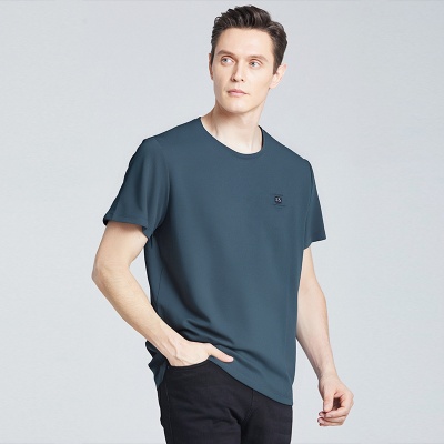 男式男装T恤夏季吸湿透气棉麻超薄圆领短袖中老年男装爸爸装