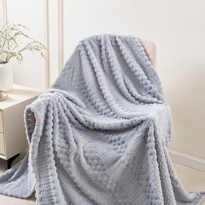 跨境贝贝绒金龟绒法兰绒提花毛毯办公室午睡空调毯子盖毯菠萝格毯