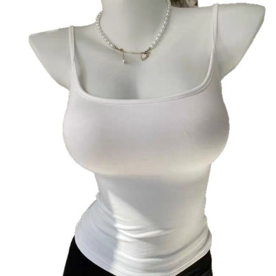 诗之韵高品质白色不透吊带！肩带可调节！胸垫可拆卸！百搭不挑人