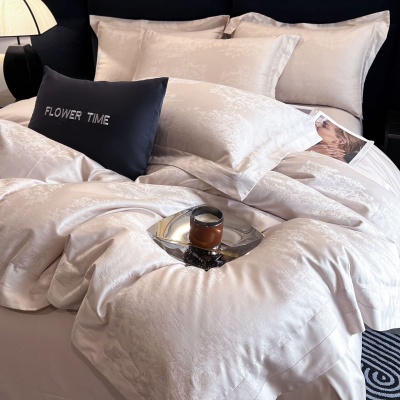高端A类200支长绒棉四件套纯棉被套全棉床单款高级感提花床上用品