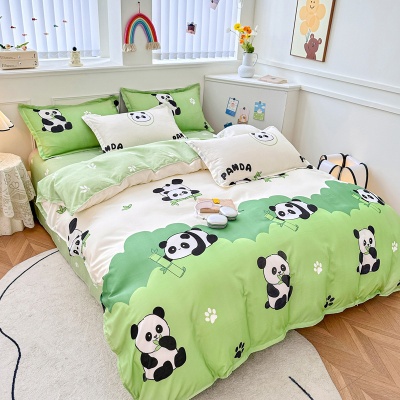 床上用品四件套磨毛被套亲肤芦荟棉床单被罩大学生宿舍三件套被单