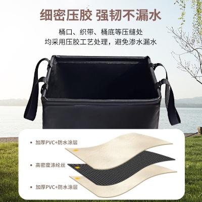 跨境户外折叠提水桶 露营野餐便捷钓鱼桶旅行大容量PVC打水折叠桶