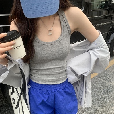 新款辣妹挂脖运动无袖工字小背心女装春夏季外穿内搭打底吊带上衣