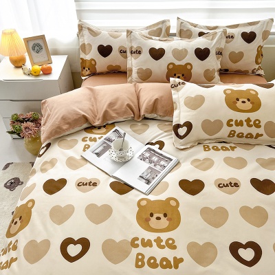 四件套磨毛床上用品被套纯水洗棉全学生宿舍三件套床单四件套批发