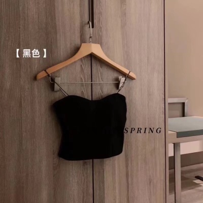 无痕打底衫少女螺纹棉裹胸外穿辣妹美背带胸垫舒适吊带小背心