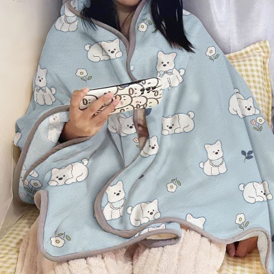 披肩空调毯印花毯办公室午睡毯二合一盖腿便携披肩沙发空调绒毛毯