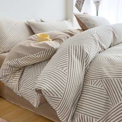 简约风新款全棉四件套100棉被套床单纯棉三件套家纺床上用品批发