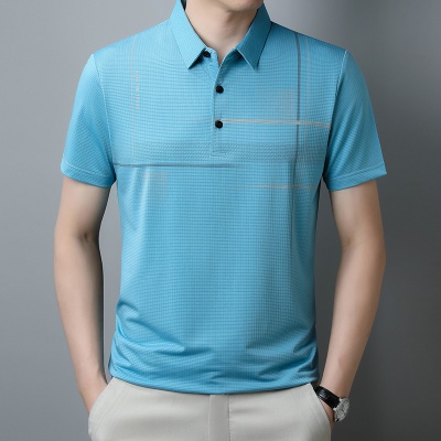 短袖POLO衫男夏季新款中年男士宽松休闲t恤冰丝凉感透气男装上衣