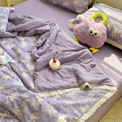 田园风碎花全棉空调夏凉被边四件套柔软水洗双人床单被套三件套