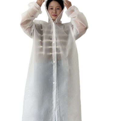 EVA束口松紧袖口加厚非一次性雨披透明磨砂骑行钓鱼户外旅游雨衣