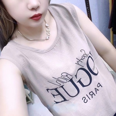 跨境女背心新款无袖背心女外穿性感宽松韩版休闲大码百搭印花字母