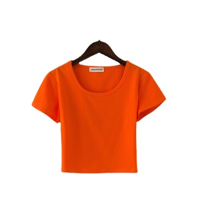 露脐短袖t恤女夏韩版紧修身漏肚脐打底衫泫雅风短款小衫高腰上衣