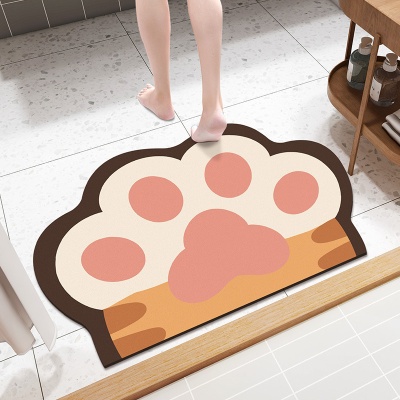 猫爪浴室地垫软胶硅藻泥吸水家用厕所卫生间门口踩脚垫进门地毯