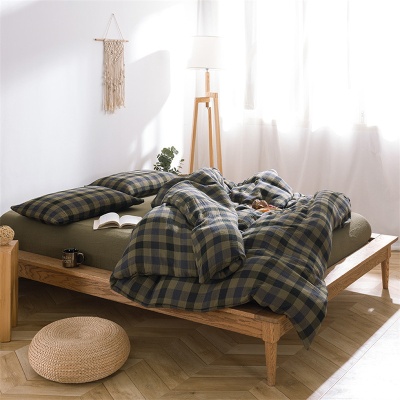 日本进口加棉全棉三层纱被套被单裸睡舒适四件套春秋简约床上用品