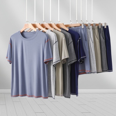 男士夏季短袖短裤套装莫代尔五分裤薄款宽松新款外穿潮流休闲