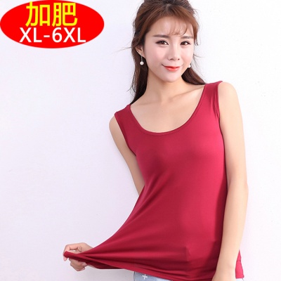 新款韩版加肥加大码莫代尔吊带背心胖MM200斤宽松无袖打底衫女装