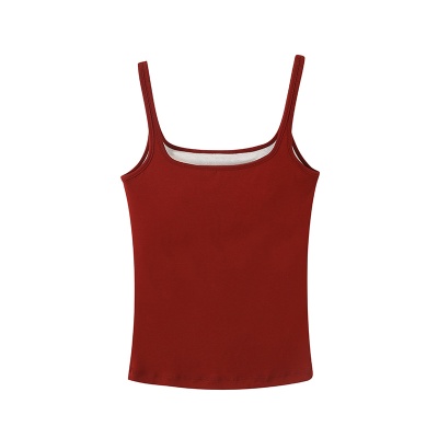 背心女带胸垫不跑杯一体式不可拆卸内搭高级女士吊带抹胸外穿代发