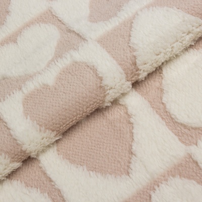 工厂现货爱心提花舒棉绒阳离子色织服装家纺家居宠物用品箱包鞋帽