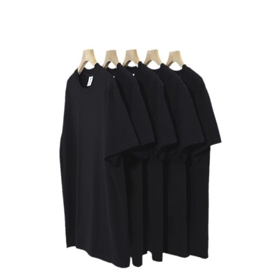 大码男女款短袖T恤欧美码跨境圆领T恤衫纯棉休闲短袖黑白色体恤衫