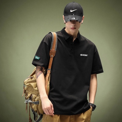 重磅白色g外贸短袖POLO衫男夏季宽松青年保罗美式设计感T跨境黑色