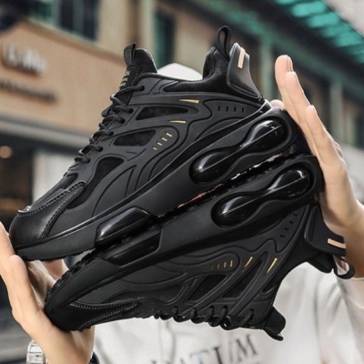 男鞋2025春秋新款透气鞋子男款潮流百搭厚底休闲运动鞋网面老爹鞋