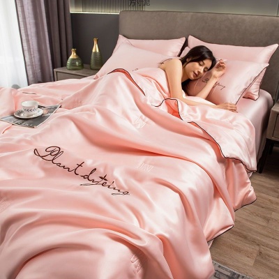 可水洗冰丝夏凉被夏季空调被夏天床上四件套单双人被子床单三件套